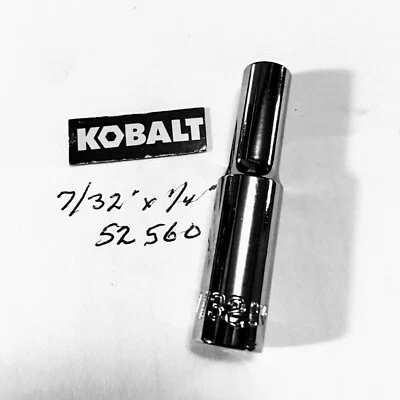 Kobalt  7/32" x 1/4" Dr  Deep Chrome Socket  6 Pt  # 52560 Free USA Shipping - Image 1 of 3
