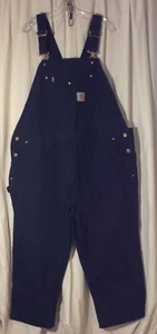Monos CARHARTT 48x28 ajuste relajado babero azul oscuro R01-M doble frente excelente - Imagen 1 de 7