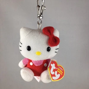 Clip de llave de metal Ty Beanie Baby HELLO KITTY (3 pulgadas) exclusivo del Reino Unido etiqueta en bucle - Imagen 1 de 7