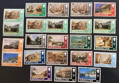 GIBRALTAR 1971 Decimal Currency Definitives lot vfu/mnh/lhm (23 vals) (B133) - Image 1 of 2