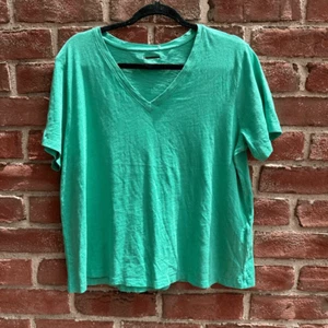Eileen Fisher Damen 68 $ Bio-Baumwolle Slub V-Ausschnitt T-Shirt Größe Medium - Bild 1 von 5