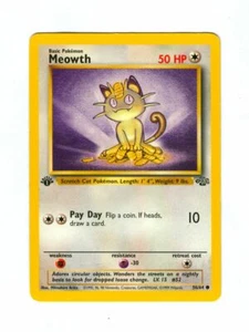 Vintage 1999 First Edition MEOWTH Pokemon Card 56/64 (Jungle Set) - Picture 1 of 2