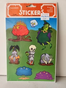 Vtg Eureka Halloween Sticker Sheets Witch, Monsters, Graveyard 65362 NOS - Picture 1 of 6