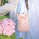 Women Girl Embroidery Butterfly Bag Pearl Chain Cross Body Pouch Hanfu Accessory