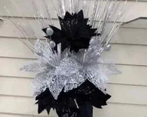 Black and Silver Artificial Flowers – Silver Glitter & Bloomers Romany Style - Picture 1 of 1