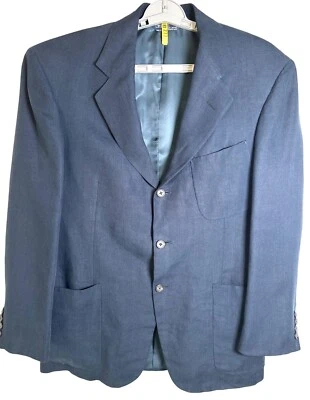 Polo Ralph Lauren Hombres Blazer de Lino Chaqueta Azul Marino Lujo Preppy 44? Corpcore Foto 1 de 4