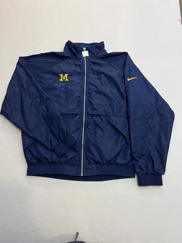 Vintage Michigan Wolverines Team Nike Windbreaker Jacket Mesh Lined Size Medium Cover