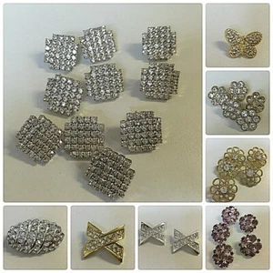 Crystal Diamante Buttons All Styles - Picture 1 of 9