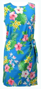 Vestido pareo hawaiano envolvente falso Plumeria Hibiscus Orchid para mujer - Imagen 1 de 3