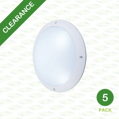 5 X Lumineux LED Slimline Bulkhead Light 12W 4000K White MW 420313-MW