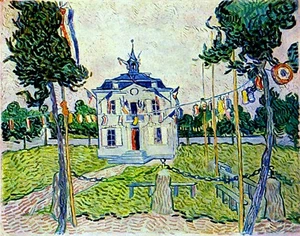 Vincent van Gogh, Auvers Town Hall, 1890 Hand Painted Canvas Oil Painting - Picture 1 of 2