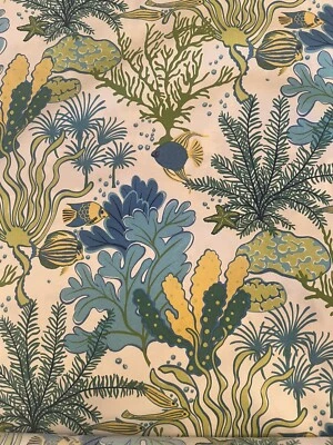 🐠 Linda cortina estofada de tecido Mill Creek peixe sob o mar praia aquática - Imagem 1 de 4