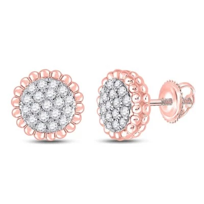 0.25 Cttw Round Diamond Earrings Stud 10k Rose Gold Screw Back - Image 1 of 2