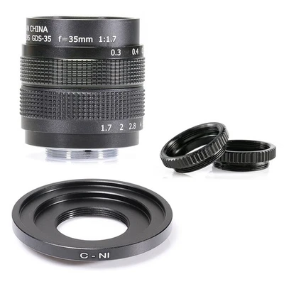 Fujian 35mm f/1.7 C Mount CCTV Lens for NiKON N1 Mount J1 J2 J3 V1 J2 S1 Camera - Image 1 of 4