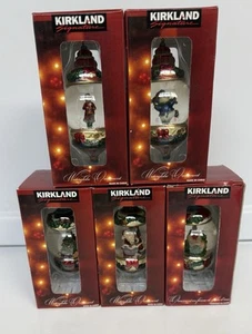 5 Costco Kirkland Signature Snow Globe Ornaments Santa Snowman Tree Partridge - Picture 1 of 16
