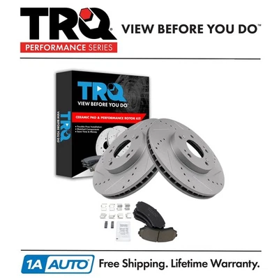 Kit de pastillas de freno delanteras y rotor de rendimiento TRQ Posi de cerámica para Mitsubishi Endeavor Foto 1 de 4