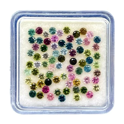 75 Pcs Natural Tourmaline 2mm Round Diamond Cut Untreated Gemstones Lot 2.57 Cts - Image 1 of 4