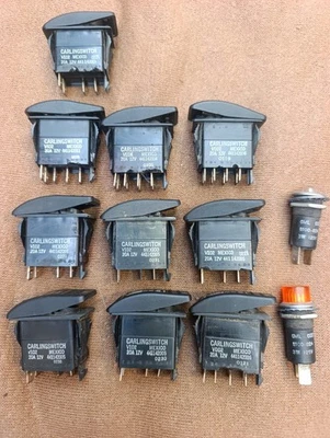 LOT OF 10 OEM Switch Rocker ON Off (ON) SPDT Quick Connect Rocker 20A 12VDC - Image 1 of 4