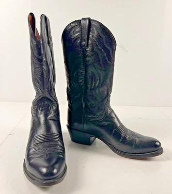 Botas de Vaquero Lucchese 2000 Western Para Hombres Talla 9D Cuero de Becerro Negro T3094R4 Foto 1 de 4