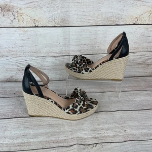 Kate Spade Tianna Damengröße 9B Keilabsatz-Espadrille-Sandalen Leopardenmuster - Bild 1 von 11