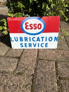 Esso Lubrication Service Steel Sign 12 x 8 inches - Picture 1 of 2