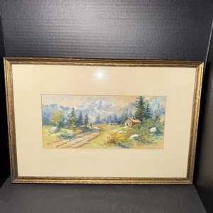 Vintage Watercolor Painting Signed And Framed With Glass Free Shipping - Picture 1 of 8