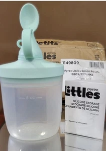 Pyrex Littles Tapa de Cuchara y Bolsa de 5 OZ, Silicona Bebé Niño X 4 Nuevo - Imagen 1 de 3