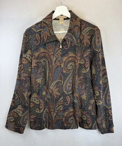 Notations Womens’ Sz L All Over Paisley Prints Full Zip Long Sleeve Jacket - Picture 1 of 7