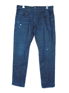Jeans Hudson Blake ajustados rectos desgastados botones mosca para hombre talla 38x34 - Imagen 1 de 12