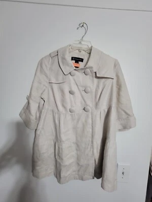 INC International Concepts  grey solid  jacket 4 button MEDIUM PEACOAT LINEN   - Image 1 of 4