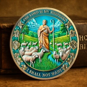 Moneda cristiana El Señor es mi pastor Salmo 23:4 versículo señal recuerdo religioso - Imagen 1 de 15