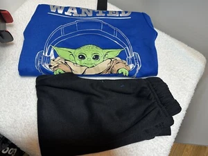 Star Wars Mandalorian Baby Yoda Boys Fleece Pants & Sweatshirt Set Size 4/ New - Picture 1 of 9
