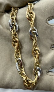 Brand New 14k Two Tone Fancy Link Chain Bracelet 5.5 Grams 8.5" Long 8.5mm Thick - Picture 1 of 4