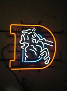 Denver Broncos Neon Light Sign 20"x16" Lamp Bar Wall Decor Night Club Party Room - Picture 1 of 4