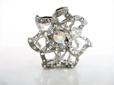 Средний большой серебряный металлический кристалл волос коготь зажим свадебный зажим - Изображение 1 из 4