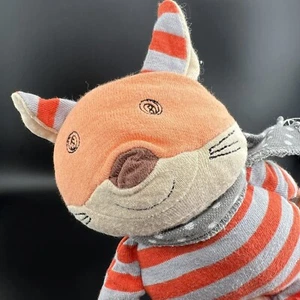 Organic Farm Buddies Frenchy Fox Plush Rattle Orange Gray Stripes Lovey Baby Toy - Picture 1 of 17