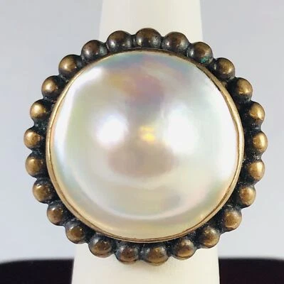 Stephen Dweck Ladies Sterling Silver Blister Pearl Ring Foto 1 de 4
