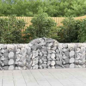 NNEVL Arched Gabion Baskets 4 pcs 200x50x80/100 cm Galvanised Iron - Bild 1 von 6