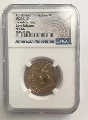 2022 D $1 SNOWBOARDING-VT- NGC MS66 dólar de innovación estadounidense - primeros lanzamientos Foto 1 de 3