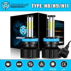 6 Sides H11 H9 H8 LED Headlight Super Bright Bulbs Kit HIGH/LOW Beam 6500K White - Picture 1 of 12