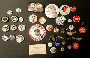 Vintage Political Button Lot Nixon, Kennedy, Ike, Dewey, Clinton 39 Pinbacks - Picture 1 of 11