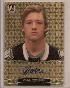 COLE JOHNSON 2014-15 IN THE GAME ITG LEAF METAL CHL SUPER PRISMASTIC AUTO 1/1