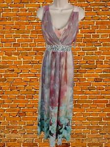 ABITO NUOVO CON ETICHETTE QUIZ UK 8 ROSA/ACQUA FLOREALE IMPREZIOSITO MAXI OCCASIONE ESTATE FESTA - Foto 1 di 7