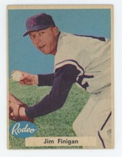 1955 Rodeo Meats Baseball JIM FINIGAN Kansas City A's
