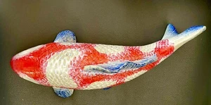 Koi carp fish ceramic Pottery garden sculpture 14.5" Signed Vintage large - Picture 1 of 12