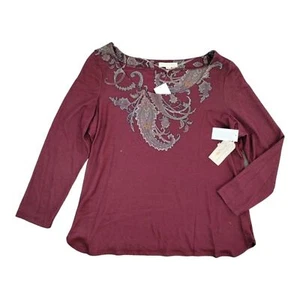 Top para mujer Farmers Market estampado bohemio plus 1x rojo borgoña - Imagen 1 de 11