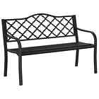 Steel Garden Bench Outdoor Patio Classic 2 Person Lounge Loveseat Durable Black
