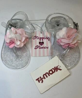 Stepping Stones TJ Maxx Size 7 Kids Glitter Gel Shoes With Flower - Image 1 of 4
