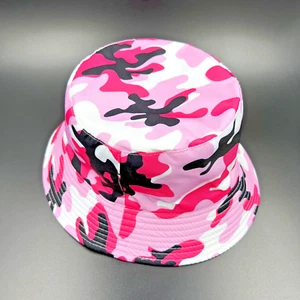 BUCKET HAT PINK COLORFUL CAMOUFLAGE PATTERN SUMMER STYLE REVERSIBLE - Picture 1 of 8