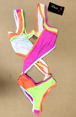 Espiral Lingerie Women's Neon Monokini Bodysuit Romper #2348 ~ Size Small - Image 1 of 4